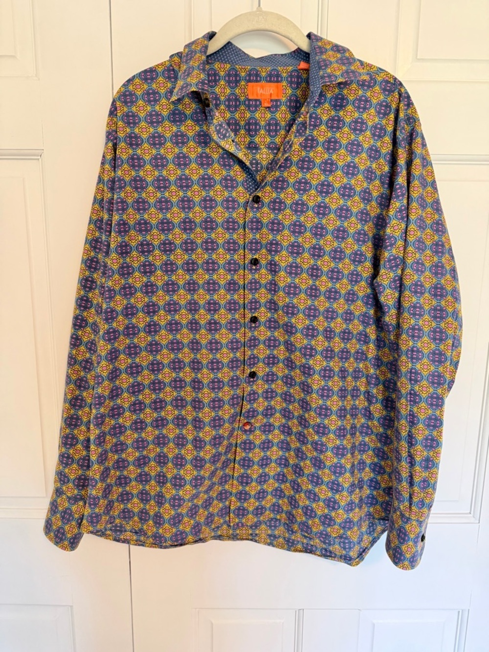 Tallia Men's Large 16.5 Geometric Button Down Colorful Long Sleeve Statement